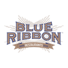 Blue Ribbon logo with a decorative design