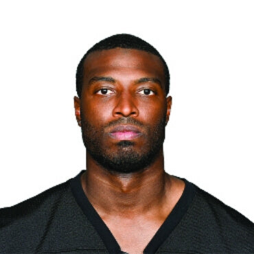 Basketball player wearing a black shirt against a white background