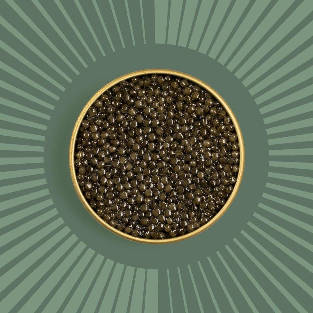 Brown caviar pearls on a green background.