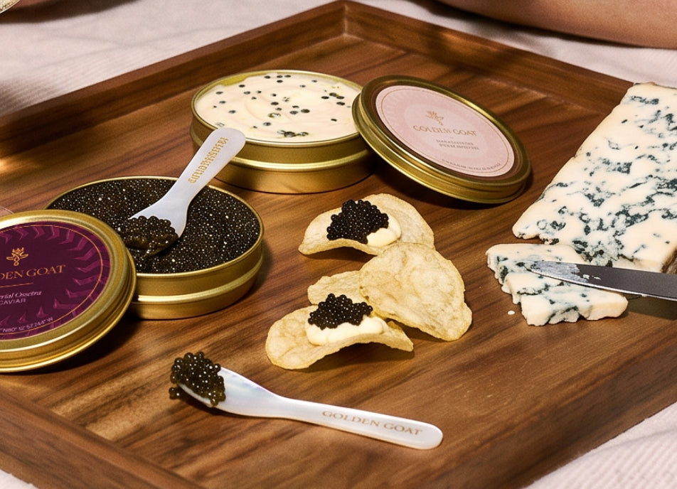 What is the best way to serve truffle chips with caviar?