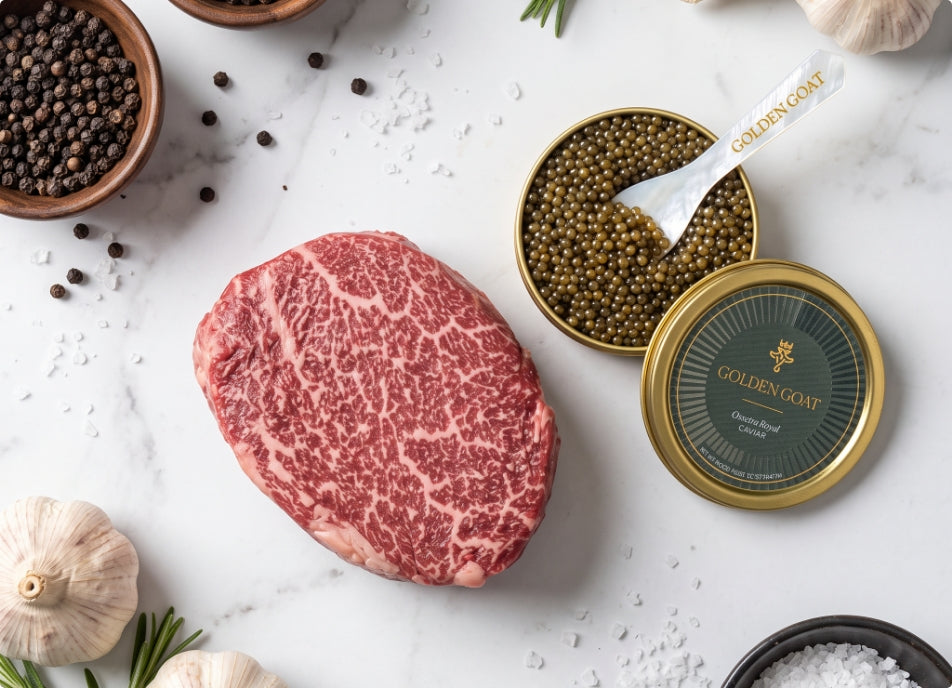 What caviar pairs best with Wagyu filet?