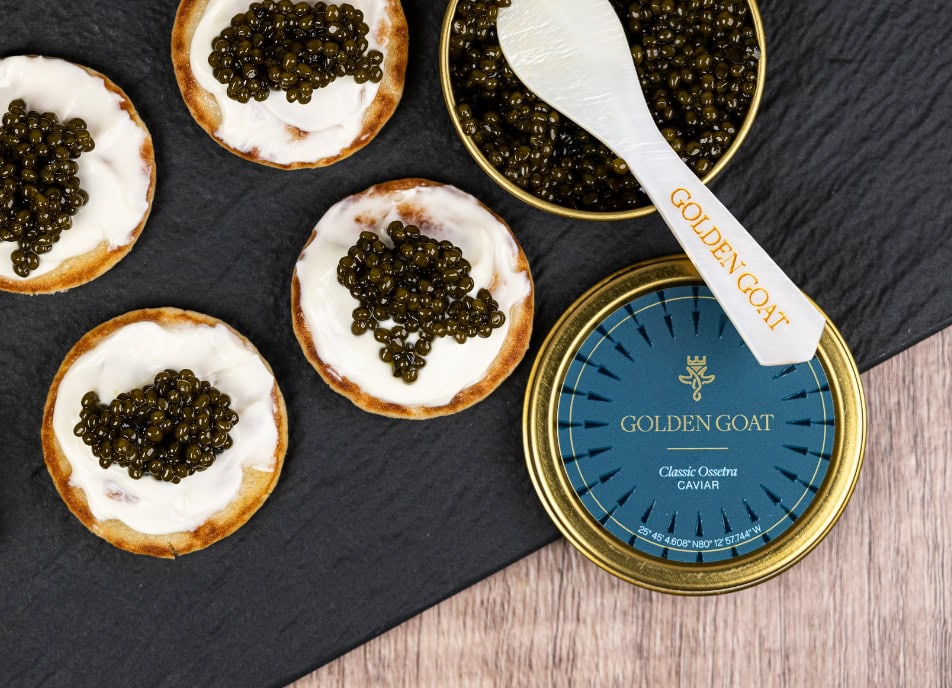 Which caviar pairs best with crème fraîche?